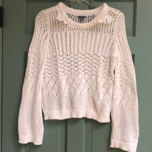 Aerie Open Knit Sweater Neckline Accent Tassels